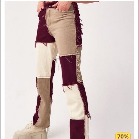 Denim - Pastel Patchwork Denim Boyfriend Jeans